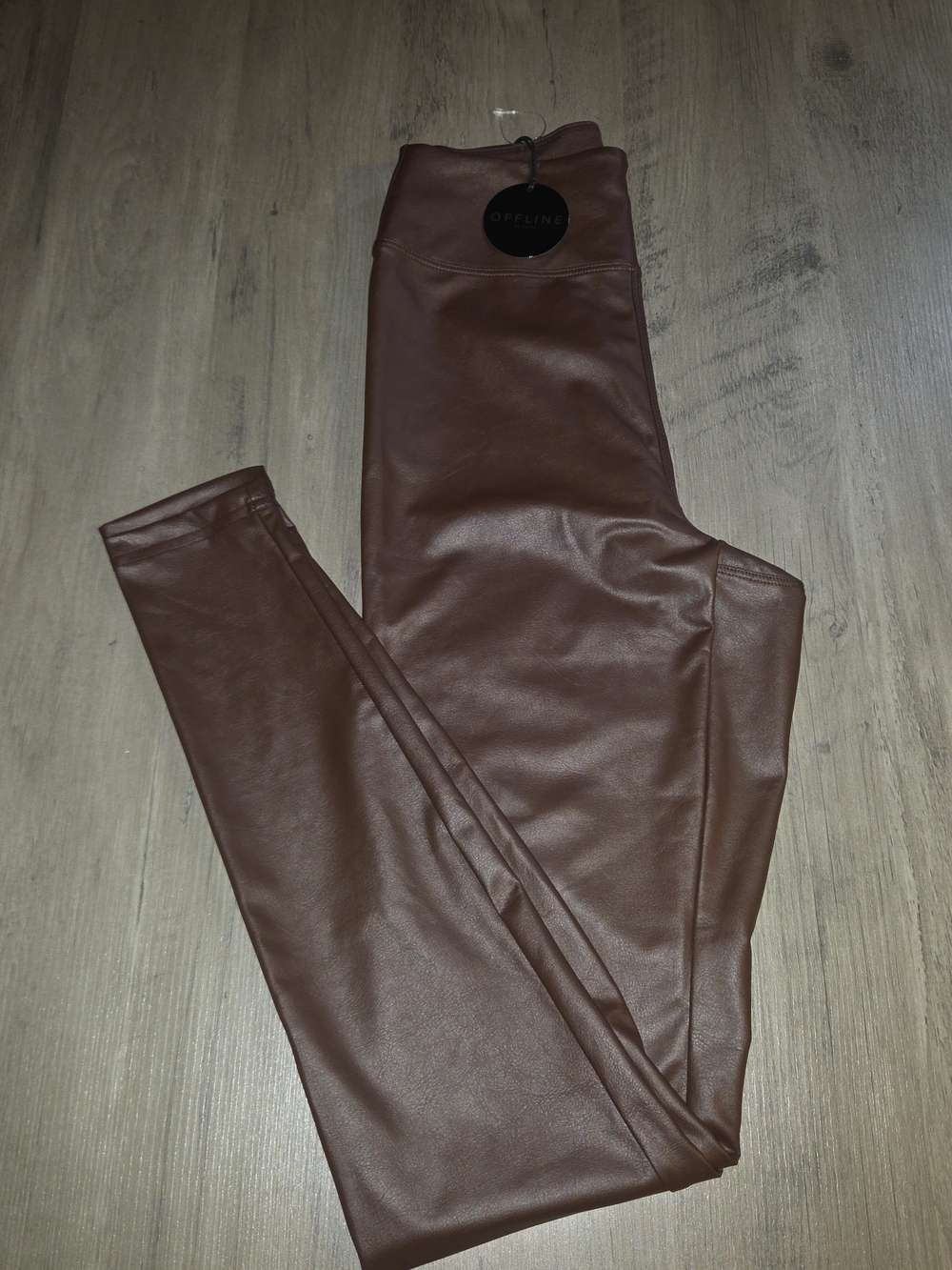 aerie Faux Leather Leggings in Warm Brown
